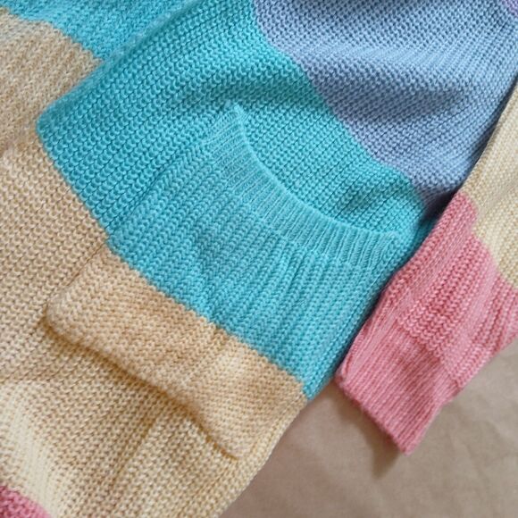 Zesica Cardigan Women's Large Striped LongLine Duster Open Front Layering - Picture 4 of 7